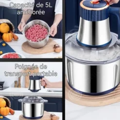 INN Köttkvarn 5L 5 hastigheter 6 blad multifunktionell köttkvarn i rostfritt stål köttkross hemma hög effekt