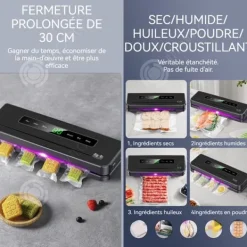 Vakuumförpackare-INN Maskin sous vide 120W med 50 vakuumförpackningar kraftfull förvaring maskin sous vide automatisk avtagbar multifunktionell