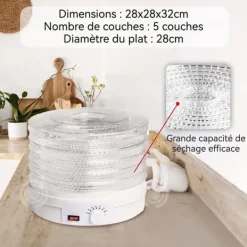 INN Mattorktork 28x28x32cm med 28cm diameter plattor 5 lager 35-70 grader Celsius kan torka frukter, grönsaker och kött