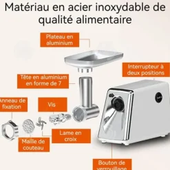 INN Multifunktionell köttkvarn 34 x 15 cm Aluminiumlegering Effekt på 300 W Kan bearbeta olika ingredienser Såsmaskin