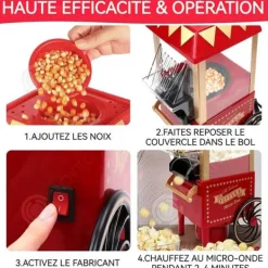 Popcornmaskiner-INN Popcornmaskin 1100 W med snabb värmning 22 x 19 x 39 cm Hemelektronik DIY Lätt att tillverka Lätt att rengöra