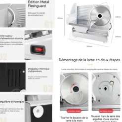 Köttskivare-INN Slicer 38x20x30cm 0-15mm 220V Små hushålls elektrisk köttkvarn Fruktskärare Grå nöt- och fårköttsskärare