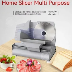 Köttskivare-INN Slicer 38x20x30cm 0-15mm 220V Små hushålls elektrisk köttkvarn Fruktskärare Grå nöt- och fårköttsskärare