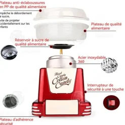 INN Sockervaddsmaskin 31 x 31 x 34 cm 450w integrerad säkerhetsanordning på/av med enkel tryck sockervaddsmaskin