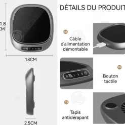 Dryckvärmare-INN Uppvärmd Tasse 13x11,8x2,5cm Tre temperaturinställningar smart tidtagning snabb uppvärmning ingen koppval svart