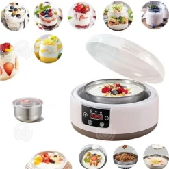 INN Yoghurtmaskin 1.2l med 5 skålar och 1 rostfri skål, justerbar temperatur för att göra yoghurt och hålla varm yoghurtmaskin