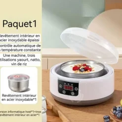 INN Yoghurtmaskin 1.2l med 5 skålar och 1 rostfri skål, justerbar temperatur för att göra yoghurt och hålla varm yoghurtmaskin
