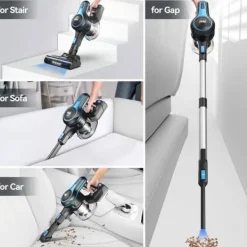 Handdammsugare-INSE sladdlös kvastdammsugare för djurhår, mattor, bil.blå,6 i 1,65 DB, 55 min autonomi,50KPa,250W