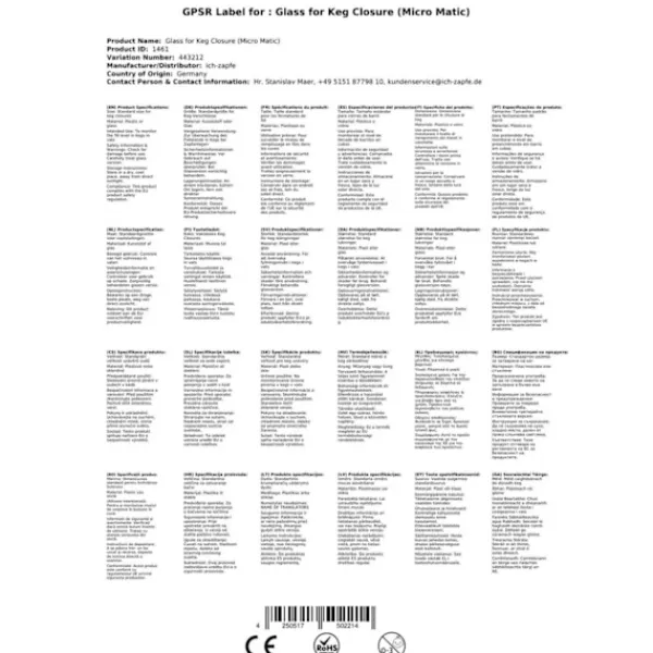 Flaskstopp & Flaskförslutare-Inspektionsglas för förslutning av fat (Micro Matic)