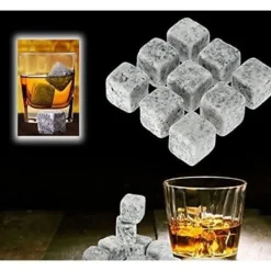 Isbitar - Whisky - 9 st - Täljsten - Återanvändbar - Sammetspåse