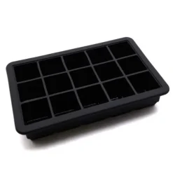 Isformar-Isbitsform silikon, lätt att släppa, 15 isbitar, form med mycket transparent lock för whisky, mjölkte, svart