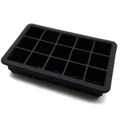 Isformar-Isbitsform silikon, lätt att släppa, 15 isbitar, form med mycket transparent lock för whisky, mjölkte, svart