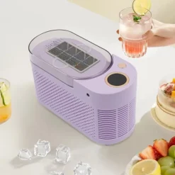 Isbitsmaskin - Mini för bänkskiva - Kompakt - Bärbar - Bilströmkabel 12V - Med klämma - För hem, bil och resa - Lila