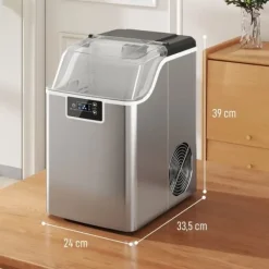 Ismaskiner-Isbitsmaskin med dispenser – 20 kg/24 h, 2,1 L vattentank, silver