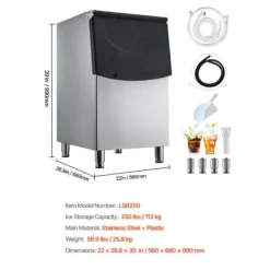 Ismaskiner-Isförvaringsbehållare, 56x68x99 cm, Rostfritt stål
