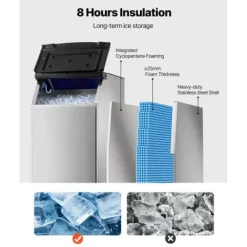 Isförvaringsbehållare, 78x52x110 cm, rostfritt stål, förvaring