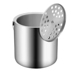 Ishink & Kylare-Ishink - Dubbelvägg i 304 rostfritt stål - 1,3 l - Med lock och handtag - 14 x 22,5 cm - För vin & champagne - Silver