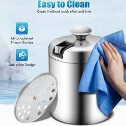 Ishink & Kylare-Ishink - Dubbelvägg i 304 rostfritt stål - 1,3 l - Med lock och handtag - 14 x 22,5 cm - För vin & champagne - Silver