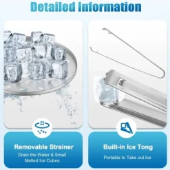 Ishink & Kylare-Ishink - Dubbelvägg i 304 rostfritt stål - 1,3 l - Med lock och handtag - 14 x 22,5 cm - För vin & champagne - Silver