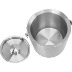 Ishink & Kylare-Ishink i rostfritt stål Dubbellager Vinchampagneölfat med handtag för Bar Party 3L 19x17,2cm/7,5x6,8in