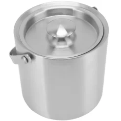 Ishink & Kylare-Ishink i rostfritt stål Dubbellager Vinchampagneölfat med handtag för Bar Party 3L 19x17,2cm/7,5x6,8in