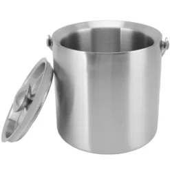 Ishink & Kylare-Ishink i rostfritt stål Dubbellager Vinchampagneölfat med handtag för Bar Party 3L 19x17,2cm/7,5x6,8in