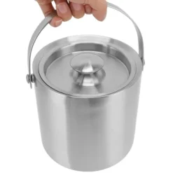 Ishink & Kylare-Ishink i rostfritt stål Dubbellager Vinchampagneölfat med handtag för Bar Party 3L 19x17,2cm/7,5x6,8in