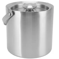 Ishink & Kylare-Ishink i rostfritt stål Dubbellager Vinchampagneölfat med handtag för Bar Party 3L 19x17,2cm/7,5x6,8in