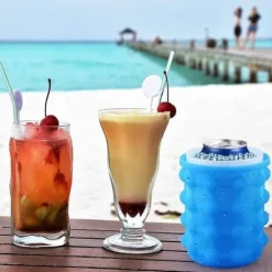 Ishinkar och kylare Creative silikonishink Bärbar iskubsform (2 i 1) Utrymmesbesparande Ice Cube Makerfo 305