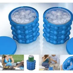 Ishink & Kylare-Ishinkylare - Magisk - Silikon - Blå Färg - Inkluderar: Lock och Ishink - 3.94in x 3.94in x 3.94in