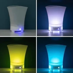 Iskåp - MODEZVOUS - LED-belysning - Bluetooth-högtalare - Islåda 7 färger - Vit plast