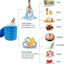 Iskubsform,Iskubsbrickor,Iskubmaskin i silikon,Iskubshink med runda iskuber,För uppfriskande,Whisky,Cocktail,Fester,Blå