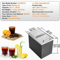 Ishink & Kylare-Iskylare i rostfritt stål, 18