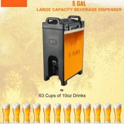 Dryckesautomater-Isolerad dryckesdispenser, 5 gallon, livsmedelsklassad LDPE, varm/kall dryck, termisk kylare, tvåstegs kranhandtag.