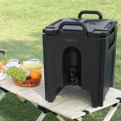Dryckvärmare-Isolerad dryckesdispenser, 10 gallon, livsmedelsklassad LL9450UP för varma/kalla drycker, termisk med tvåstegs kranhandtag.