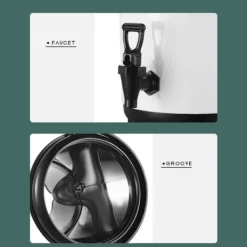 Dryckesautomater-Isolerad varm- och kalldrycksdispenser hink i rostfritt stål Dryckesdispenser med tapp för mjölkte 8L stålfärg (svart lock)