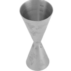 Jigger Rostfritt Stål Blad Stripe Double Head Cocktail Bartending Jigger Cup för Bar 30ml 60ml
