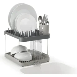 Joseph Joseph Diskställ & Torkställ-Duo 2 nivåer diskställ, grå, med redskapsbehållare