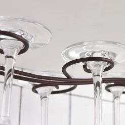 Järnhängande 6-flaskor vinmuggställ glashållare displayhylla arrangör