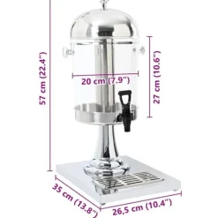 Dryckesautomater-Juiceautomatsbeholder i rostfritt stål - Serveringslösning för buffé | Volym: 8 L | Färg: Silver