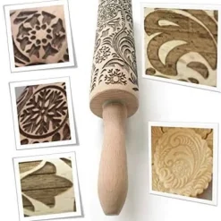 Julblomma snöflingamönster kavel explosion blomma träprägling 35*5CM