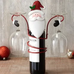 Vinflaskhållare-Juldekorationer, vinflask- och glashållare för högtider, vinglashållare för jul