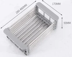 Justerbar diskbänkskorg för grönsaksdiskmaskin grå L