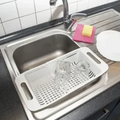 Durkslag & Silar-Justerbar kökssil för diskho, sil, durkslag för diskho, 32-44x20x8cm ORION 731623