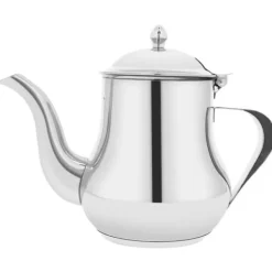 Kaffe- & Tekannor-Kaffekanna i rostfritt stål med kapacitet 1L, med utgjutningspip och lock, Silver Signature.