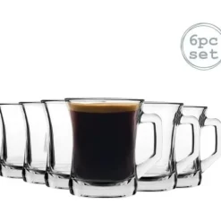 Kaffe- & Teserviser-Kaffekopp - LAV - Set med 6 delar - Klart glas - Modern stil - 225ml
