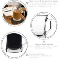 Kaffe- & Teserviser-Kaffekopp - LAV - Set med 6 delar - Klart glas - Modern stil - 225ml