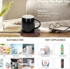 Dryckvärmare-Kaffekoppvärmare, elektrisk koppvärmare med 3 justerbara temperaturnivåer (upp till 149℉) och automatisk avstängningsfunktion, elektrisk dryckesvärmar | CDON