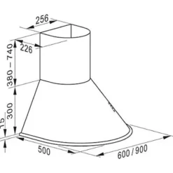 Köksfläktar-Kaiser 9423 Be Rétro Vägghängd fläkt 90 cm, Vägghängd fläkt, Lyxproducent Kaiser, 3 hastigheter, 910m³/h, LED-belysning, Fläkt, Tim