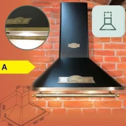 Kaiser Empire Rétro Vägghängd köksfläkt 90 cm, Vägghängd fläkt, Lyx tillverkare Kaiser, 3 hastigheter, 910m³/h, LED-belysning